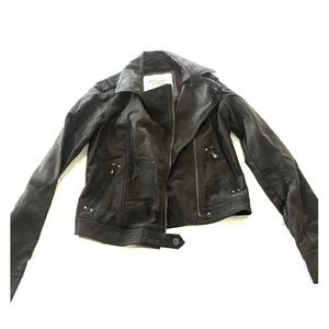 Abercrombie faux leather jacket in dark brown